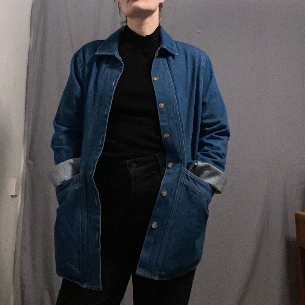 Sezane Dark Blue Denim Shirt Jacket